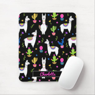 Süße Bunte Alpaka Kaktus Benutzerdefinierter Name  Mousepad