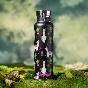 Süße Bunte Alpaka Kaktus Personalisierter Name Trinkflasche