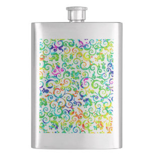 Süße bunte Aquarellblumen Flachmann