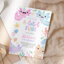 Süße bunte Axolotl-Geburtstagsfeier