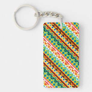 Süße bunte Azteken-Muster Design-Papierbecher Schlüsselanhänger