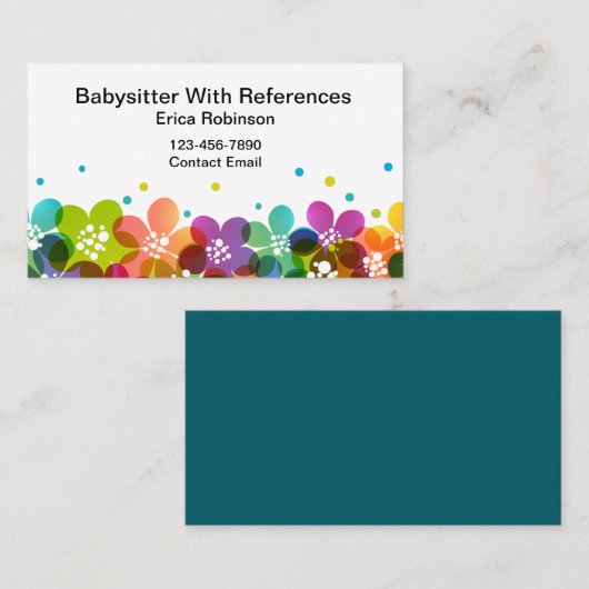 Süße bunte Babysitter Visitenkarten Visitenkarte (Vorne/Hinten)