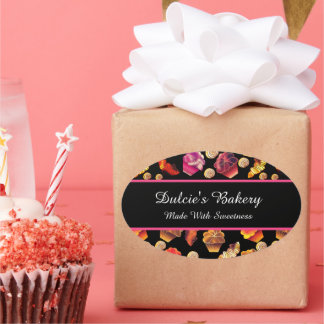 Süße bunte Bäckerei, Chef, Catering-Service, Kondi Ovaler Aufkleber