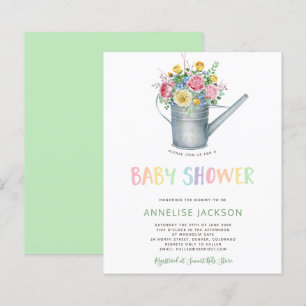 Süße bunte Blumen Baby BUDGET Shower Einladung