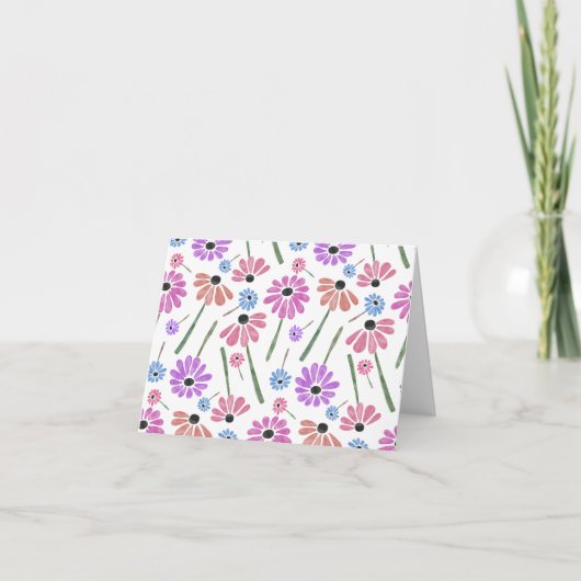 Süße bunte Blumen Dankeskarte (Vorderseite)