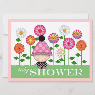 Süße bunte Blumen und Baby-Baby-Party Einladung
