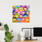 Süße bunte Cartoon-Charaktere Poster (Heimbüro)