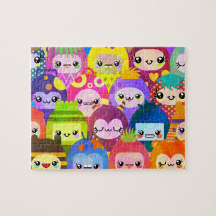 Süße bunte Cartoon-Charaktere Puzzle