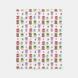 Süße bunte Cartoon-Eulen-Fleece-Decke Fleecedecke