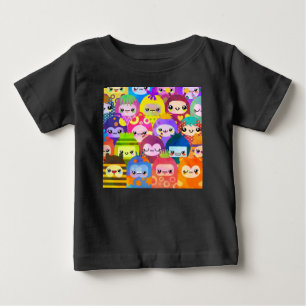 Süße bunte Cartoon-Menschenfiguren Baby T-shirt