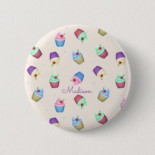 Süße bunte Cupcakes Button (Vorderseite)