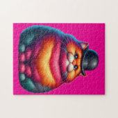 Süße bunte dicke Katze mit Bowlerhut Puzzle (Horizontal)