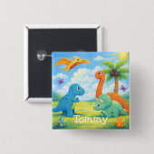 Süße bunte Dinosaurier Freunde Kinder Button (Vorne & Hinten)