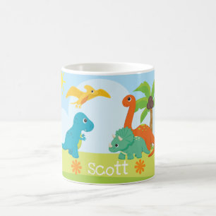 Süße bunte Dinosaurier Freunde Kinder Kaffeetasse