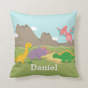 Süße bunte Dinosaurier für das Jungenzimmer Kissen