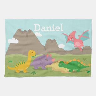 Süße bunte Dinosaurier für Kinder Küchentuch