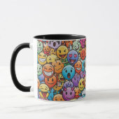 Süße, bunte Emoji-Gesichter Muster Tasse (Links)
