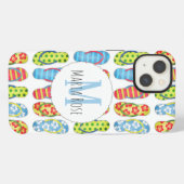 Süße bunte Flip-Flops-Muster-Monogramm iPhone Hülle (Rückseite (Horizontal))