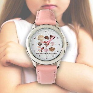 Süße bunte Frieden Liebe Schokolade Candy Herz Armbanduhr