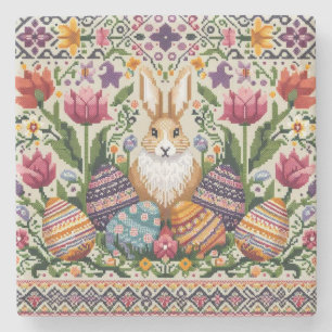 Süße/bunte Frühlings-/Oster-Fair-Isle-Muster Steinuntersetzer