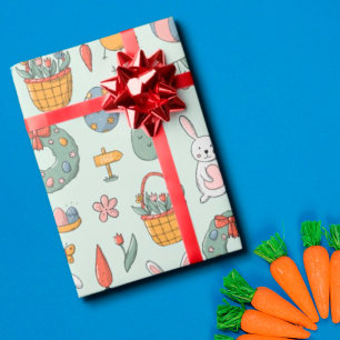 Süße bunte Frühlings-Osterhasen Muster Kinder Geschenkpapier
