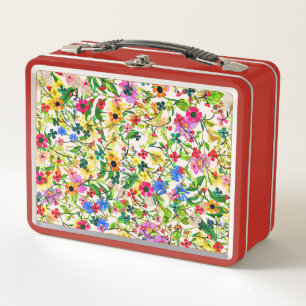 Süße bunte Frühlingsblumen Blumen Metall Lunch Box