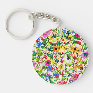Süße bunte Frühlingsblumen Blumen Schlüsselanhänger