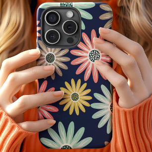 Süße bunte Gänseblümchen-Blumenmuster auf Navy Case-Mate iPhone Hülle