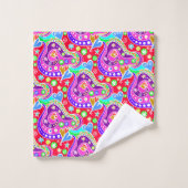 Süße bunte handgezeichnete Musterhülle Case-Mat Badhandtuch Set (Waschlappen)