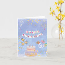 Süße bunte Happy Birthday-Torte & Geschenke-Grußka