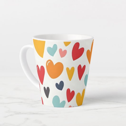 Süße bunte Herzen Doodle Romantik Milchtasse (Linke Ecke)
