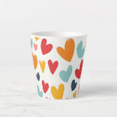Süße bunte Herzen Doodle Romantik Milchtasse (Vorderseite)