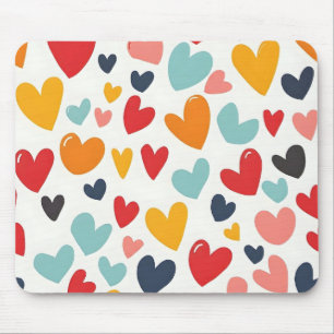 Süße bunte Herzen Doodle Romantik Mousepad