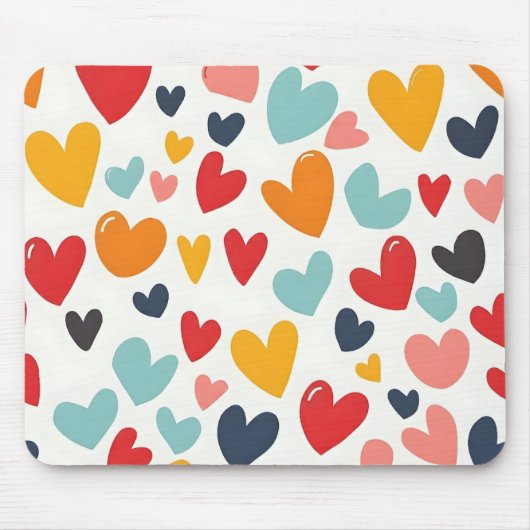 Süße bunte Herzen Doodle Romantik Mousepad (Vorne)