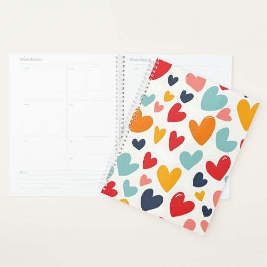 Süße bunte Herzen Doodle Romantik Planer (Anzeige)