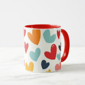 Süße bunte Herzen Doodle Romantik Tasse (VorderseiteRechts)
