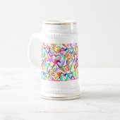 Süße bunte Herzen Muster Bierglas (Vorderseite Links)