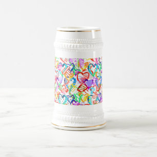 Süße bunte Herzen Muster Bierglas