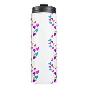 Süße bunte Herzen Rosa Blau Lila Gelb Thermosbecher