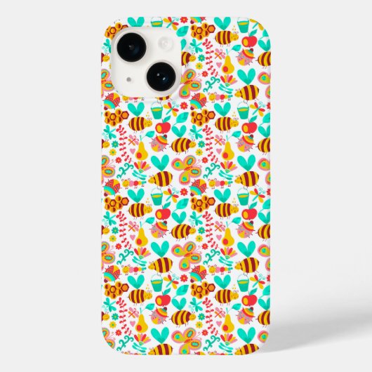Süße bunte Insektenmuster Case-Mate iPhone Hülle (Rückseite)