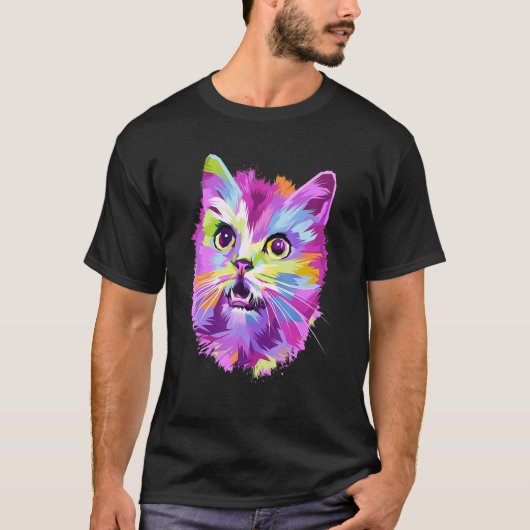 Süße bunte Katze T-Shirt (Vorderseite)