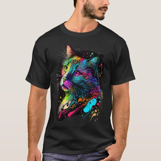 Süße bunte Katze Tiermalerei Katzenmutter oder -va T-Shirt (Vorderseite)