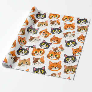 Süße bunte Katzenkopfmuster Geschenkpapier