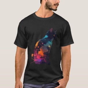 Süße bunte Katzenkunst Wasserfarbenliebhaber T-Shirt