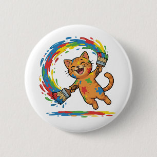 Süße bunte Katzenmal-Spritzknopf Button
