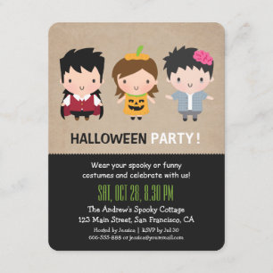 Süße bunte Kinder Halloween Party Einladungen