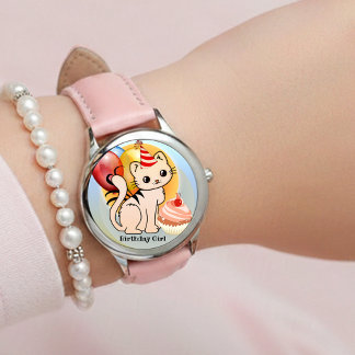 Süße bunte Kitty-Geburtstag Armbanduhr
