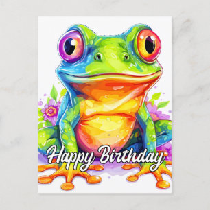Süße bunte kleine Froschfigur Postkarte
