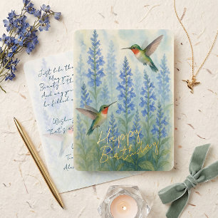 Süße bunte Kolibris Goldfolie Geburtstagskarte Folien Feiertagskarte