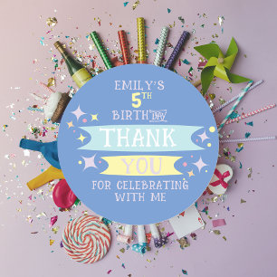 Süße Bunte Kritzelbanner Glitzer Danke Runder Aufkleber